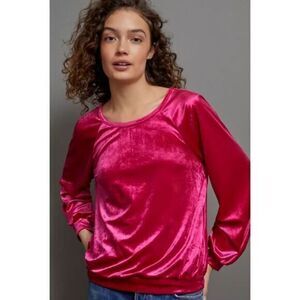 ANTHROPOLOGIE EUC Maeve Candace Faux Velvet Top SMALL